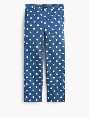 j.crew printed petite everyday chino pant in rustic ocean white polka dot 00p